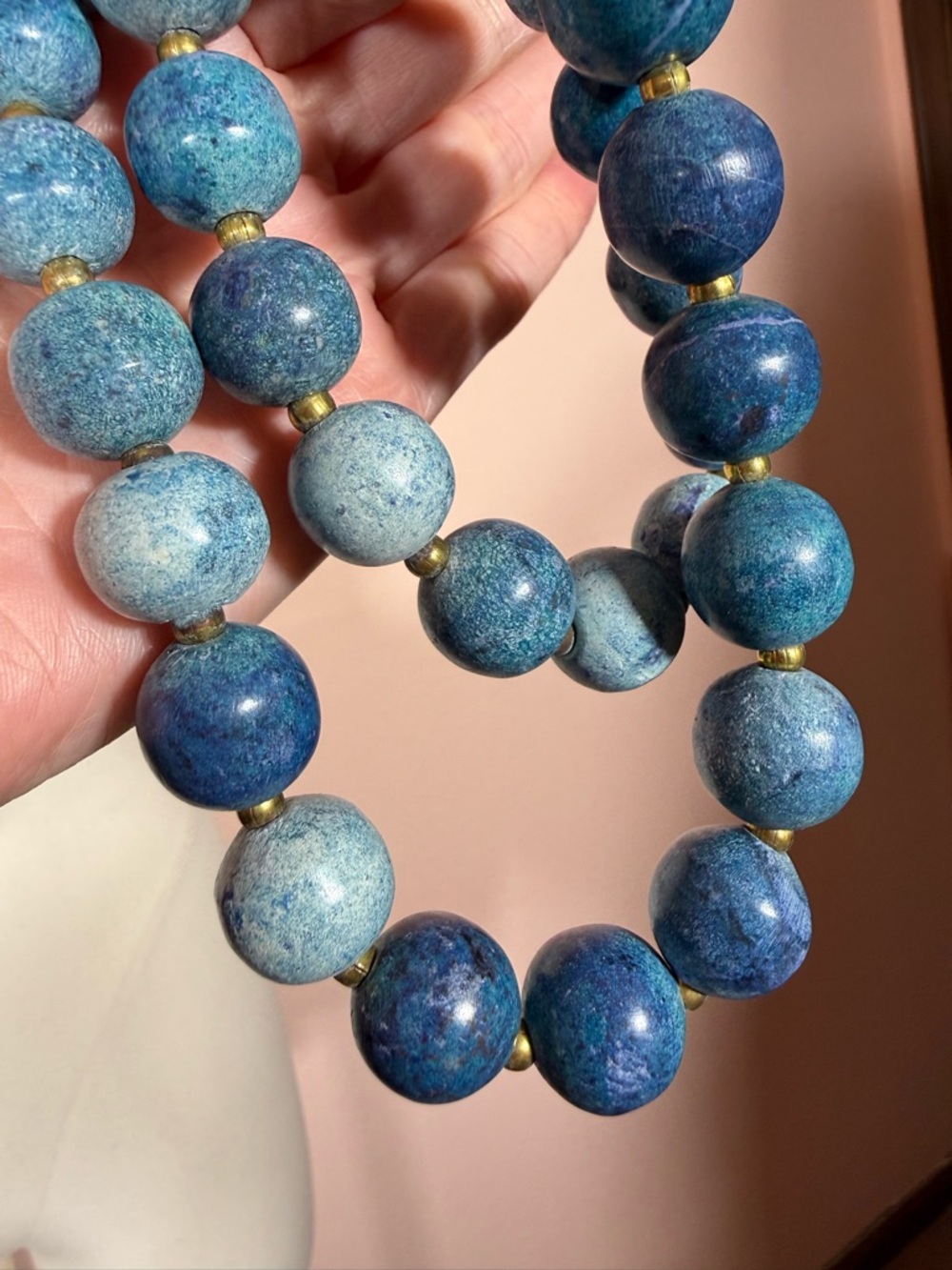 Vintage Oversized Blue Coral Boho southwestern oversized beaded necklace